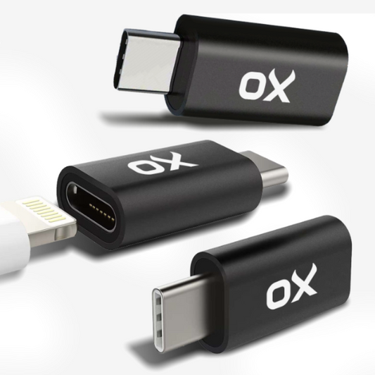 Ox Power - Lightning to USB C Adapter iOS Female Lightning to Male USB C (3-Pack)